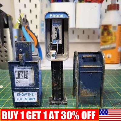 #ad Handmade Miniature American Payphone in 1:12 Scale Mini Phone Booth Model Decor $12.99