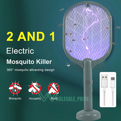 #ad Rechargeable Electric Mosquito Fly Swatter Zapper Racket Insect Killer LED Lamp $20.99