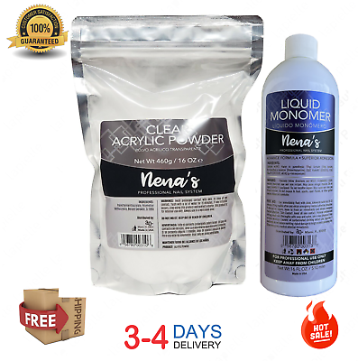 #ad Nena#x27;s Acrylic monomer Liquid 16 FL oz Nena#x27;s Acrylic Powder 16 oz Clear $36.99