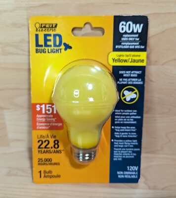 #ad Led Bug Light 5W400L A19 Feit Electric Co A19BUGLED Yellow FAST SHIP $4.95