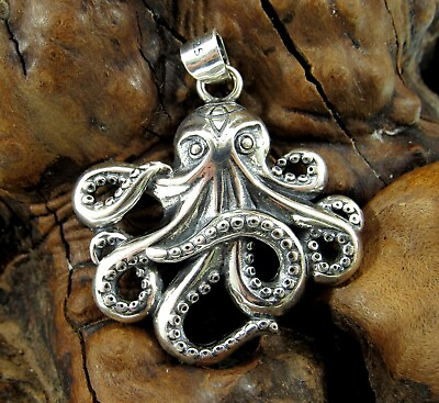 #ad Handcrafted Solid 925 Sterling Silver Octopus Cephalopod With Tentacles Pendant $21.13