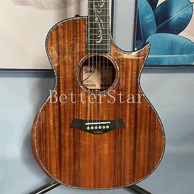 #ad Acoustic Electric Guitar Hollow Body All Koa Gold Part 6 String Abalone Inlay $399.00