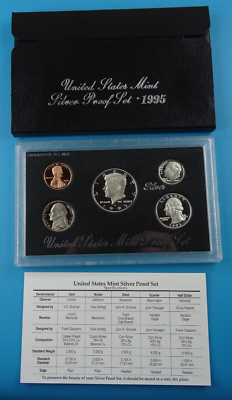 #ad 1995 S US Mint Silver Proof Set 5 Coin Set OGP Original Government Packaging $38.99