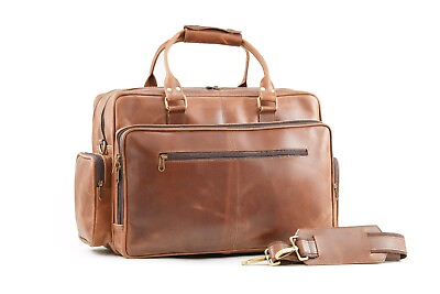#ad 17quot; Briefcase Duffel New Handmade World Brown Leather Messenger Laptop Bag $147.83