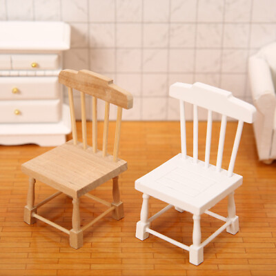 #ad DollHouse Miniature 1:12 Scale Dining Chairs Unpainted Furniture Living Room $7.20