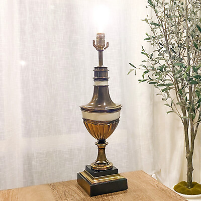 #ad STIFFEL Vintage 60s Antique Brass Tone Metal Table Lamp Hollywood Regency $239.99