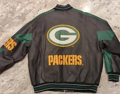 #ad Vintage Leather G3 Carl Banks XL Green Bay Packers NFL Bomber Jacket Varsity $74.73
