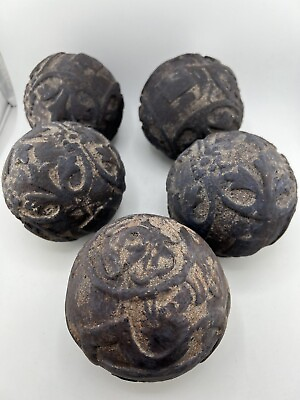 #ad Dark Brown Hand Carved Floral Home Decorative Wooden Balls Pack of 5 $22.50