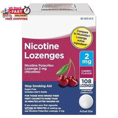 #ad Stop Smoking Aid Cherry Flavor Nicotine Lozenge 2mg 108 Coun $33.54