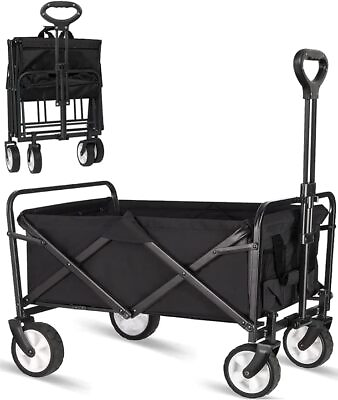 #ad Collapsible Folding Outdoor Utility Wagon Beach Wagon Cart with All Terrain $49.68
