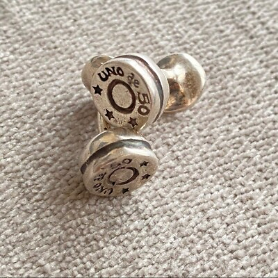 #ad UNO de 50 Silver Plated Stamped Cuff Links Mens $49.00