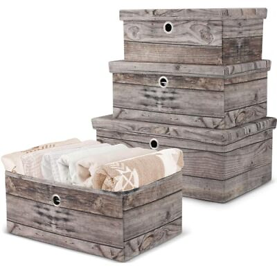 #ad 3 Pcs Decorative Storage Boxes with Lids Different Sizes Storage Bins $28.33