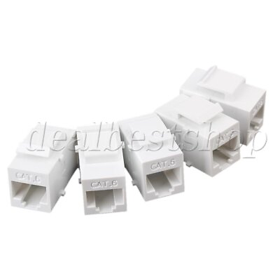 #ad 5pcs Female to Female RJ45 Ethernet for Keystone Wall Jack Coupler Cat6 White $7.71