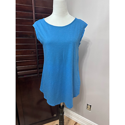 #ad Caslon Womens Tank Top Blue Cap Sleeve Scoop Neck Cutout Tie 100% Cotton XS New $16.99