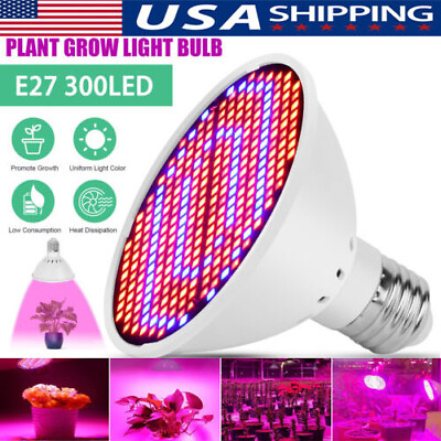 #ad 300LED Grow Light Bulb Full Spectrum Light for Indoor Plants Flowers Veg Growing $7.99