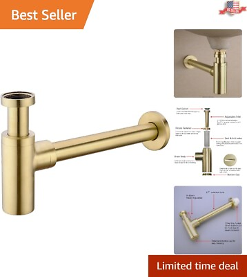 #ad Modern Brass Bottle P Trap Kit with Brushed Gold Finish Stylish Bathroom Up... $58.95