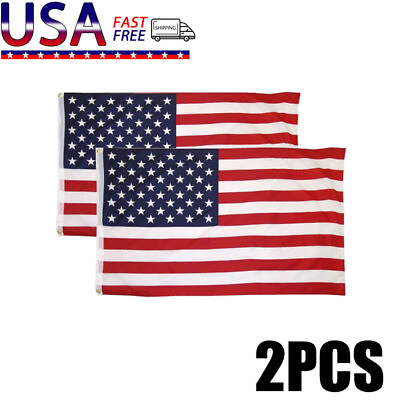 #ad 2PACKS 3#x27; x 5#x27; FT Polyester Stars Brass 2 Grommets USA US U.S. American Flag NEW $3.03