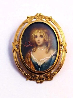 #ad Vintage Hand Painted Portrait Pin 1930#x27;s Vintage Jewelry $75.00