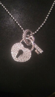 #ad Jeweled Key To My Heart Pendant Necklace 28 In $6.50