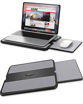 #ad Portable Laptop Lap Desk w Retractable Left Right Mouse Pad Tray Non Slip Hea... $37.51