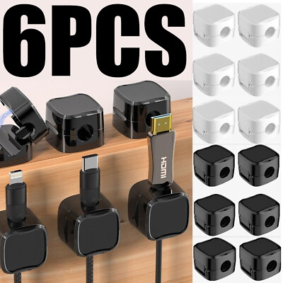 #ad 6PCS Magnetic Cable Wire Clips Tidy Cord Lead Organiser USB Charger Cable Holder $2.91