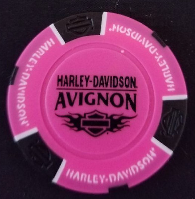 #ad Harley Poker Chip Golf Marker N Pink Black HD AVIGNON Rocheford du Gard France $8.99