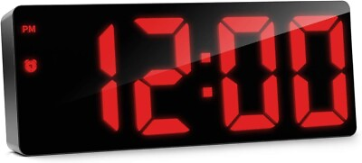 #ad LED Digital Alarm Clock Adjustable Brightness Desk Clock with Easy to Read Lar $19.72