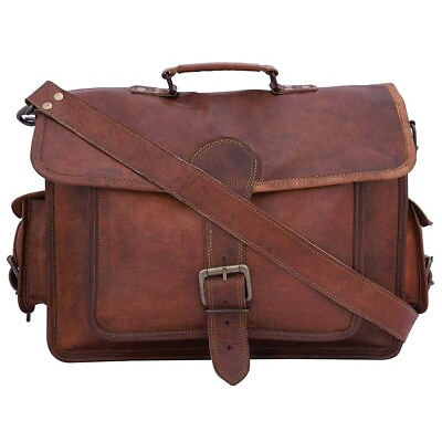 #ad Shoulder Leather Messenger Laptop Briefcase Satchel Vintage New Handmade Bag $61.75