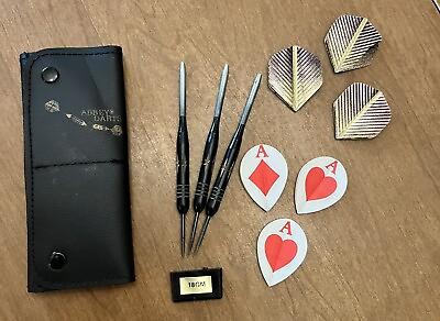 #ad Abbey 18GM Darts In Leather Case Set of 3 Three With Flights $15.60