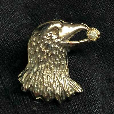 #ad VINTAGE STERLING SILVER LOOKING MINI EAGLEHEAD ON POST LAPEL HAT PIN GOOD USED $12.95