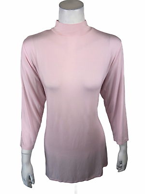 #ad H by Halston Women#x27;s Essentials Mock Neck 3 4 Sleeves Tunic Pale Pink Large Size $10.00