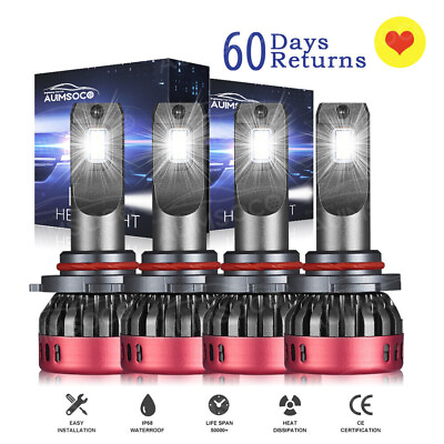 #ad 90059006 Combo COB LED Headlights Lamps Bulbs White 6000K High Low Beam Lights $56.99