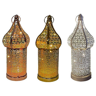 #ad Moroccan Table Lamp LED Battery Operated Decorative Hollow Carved Lantern $26.09