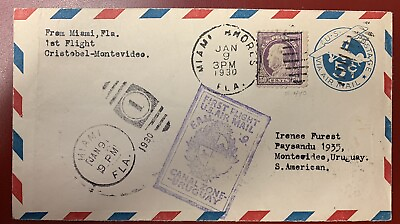 #ad U.S. Scott #440 Used on 1930 Flight Cover Canal Zone to Uruguay F.A.M. 9 $300.00