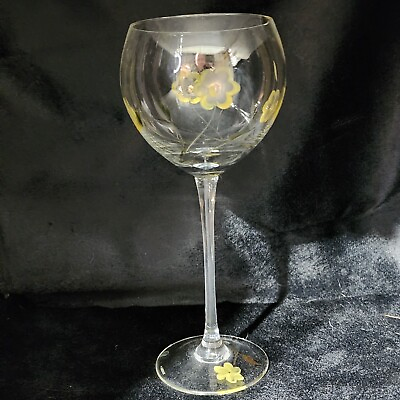 #ad Lenox Floral Spirit Balloon Wine Glass Yellow Flowers 8 7 8quot; $14.95