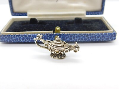 #ad Sterling Silver Openable Aladdin#x27;s Lamp Charm Pendant Vintage c1970 GBP 15.00