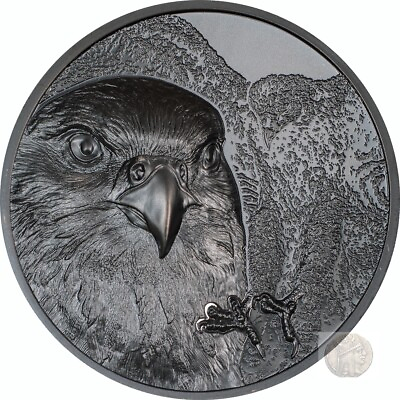 #ad Mongolian Falcon 2 oz Silver Black Proof Coin 2023 $229.95