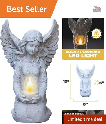 #ad Solar Powered Angel Garden Light with LED Crackled Glass Globe Outdoor Deco... $61.99