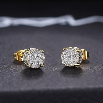 #ad Exquisite Gold Paved Shiny Cubic Zirconia Stud Earring For Men amp; Women $8.75