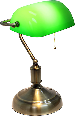 #ad Executive Bankers Desk Lamp with Glass Shade Green $74.99
