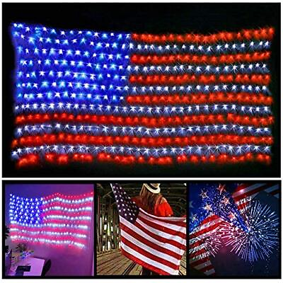 #ad 420 Led American Flag String Lights 29v Low Voltage Safe Large Usa Flag Outdoor $35.87