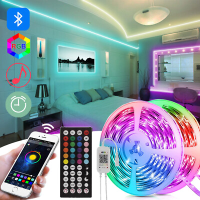 #ad 5m 20m LED Strip Lights 50ft RGB 5050 Music Sync Bluetooth APP Remote Lights New $16.99
