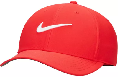#ad Nike Golf Mens Dri Fit Club Structured Swoosh Golf Hat Adjustable COLOR: Red $27.95