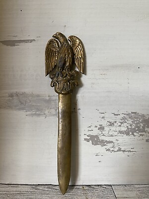 #ad Vintage Brass EAGLE Letter Opener Mid Century Office 9quot; Long Awesome $20.00