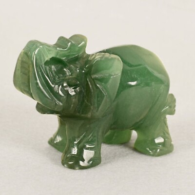#ad Natural Hand Carved Elephant Natural Crystal Healing Gemstone Carving Specimen $3.55