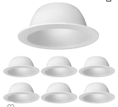 #ad 6 Pack PROCURU 6quot; Metal Recessed Can Light Trim Cover Step Baffle w Ring White $29.99