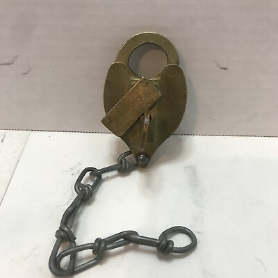 #ad Old Brass Padlock With Key Heart Shaped Works good unique $49.99