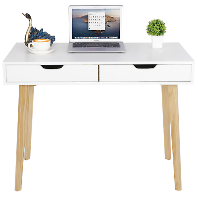 #ad 39.4quot; Simple Home Office Desk Storage w 2 Drawers Dressing Table Organization $78.58