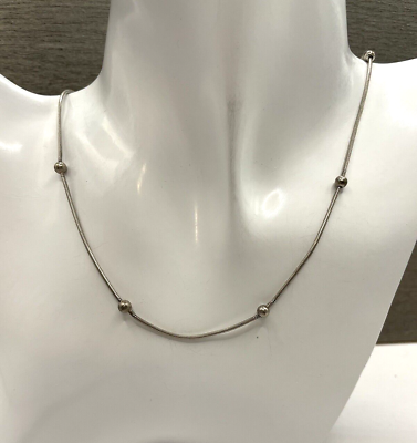 #ad Vintage 925 Sterling Silver Ball Bead Chain Necklace $28.00