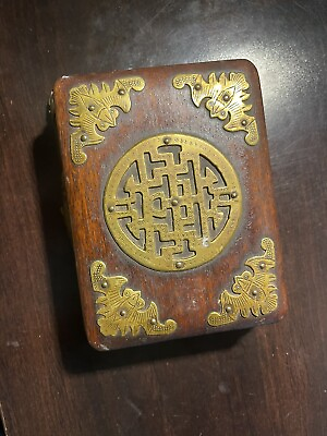 #ad 19th Century Boxwood Chinese Box With Brass $85.00